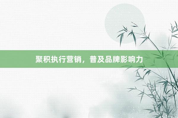 聚积执行营销，普及品牌影响力